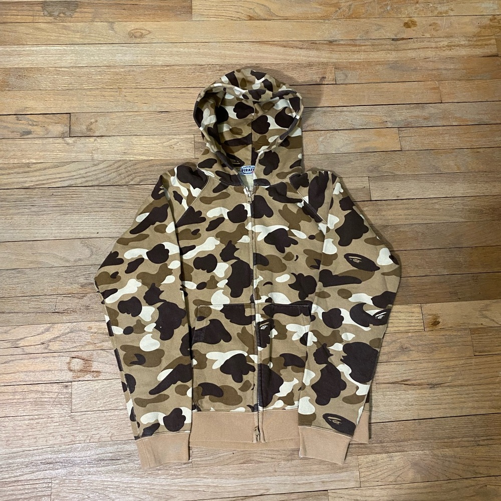 Bape pirate store exclusive brown camo half zip hoodie
